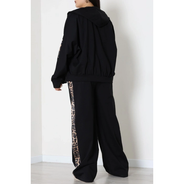 Pul Garnili 2 İplik Büyük Beden Eşofman Takımı Siyah - 50807.1857.