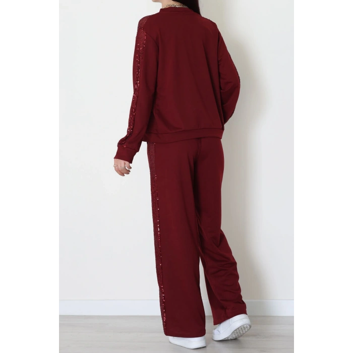 Pul Garnili 2 İplik Eşofman Takımı Bordo - 52109.1567.