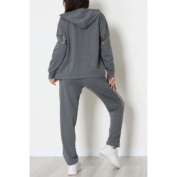 Pul Garnili 2 İplik Eşofman Takımı Füme - 50800.1857.