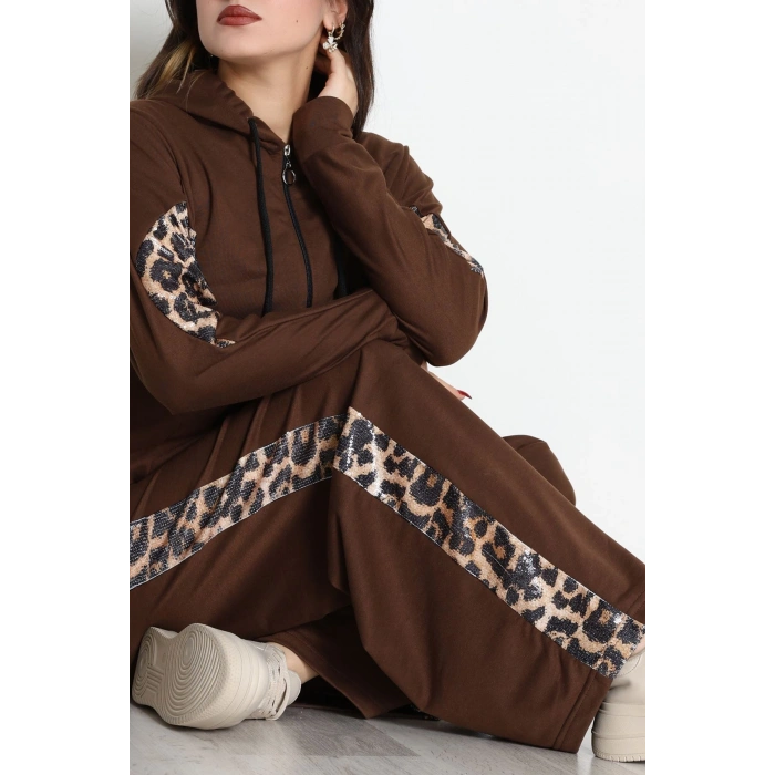 Pul Garnili 2 İplik Eşofman Takımı Kahve - 50799.1857.