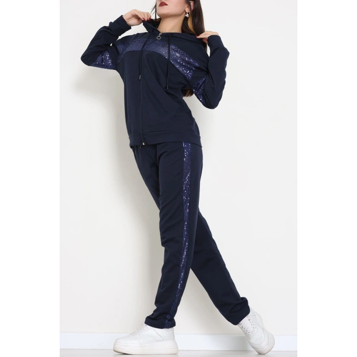 Pul Garnili 2 İplik Eşofman Takımı Lacivert - 50800.1857.