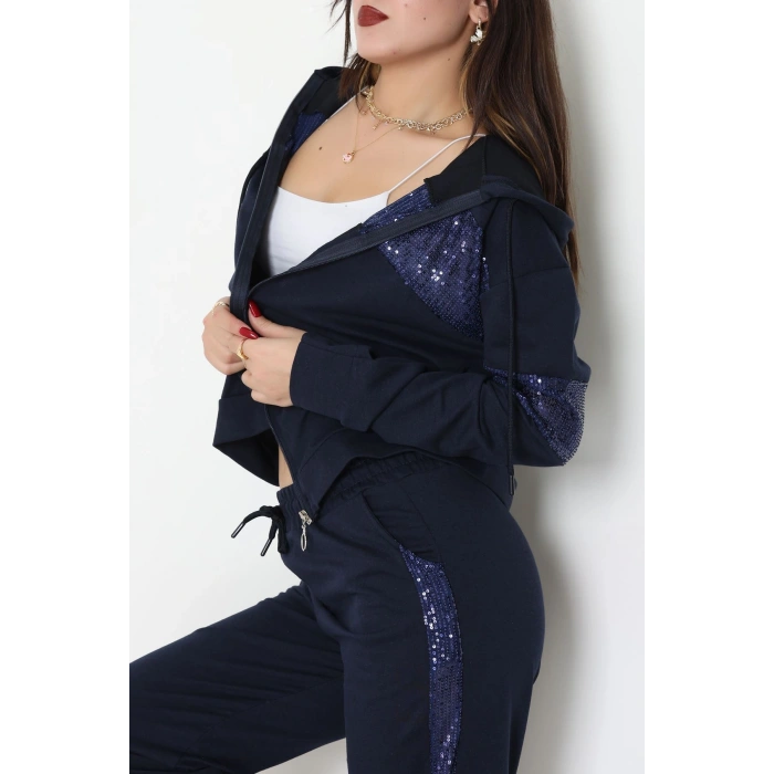 Pul Garnili 2 İplik Eşofman Takımı Lacivert - 50800.1857.