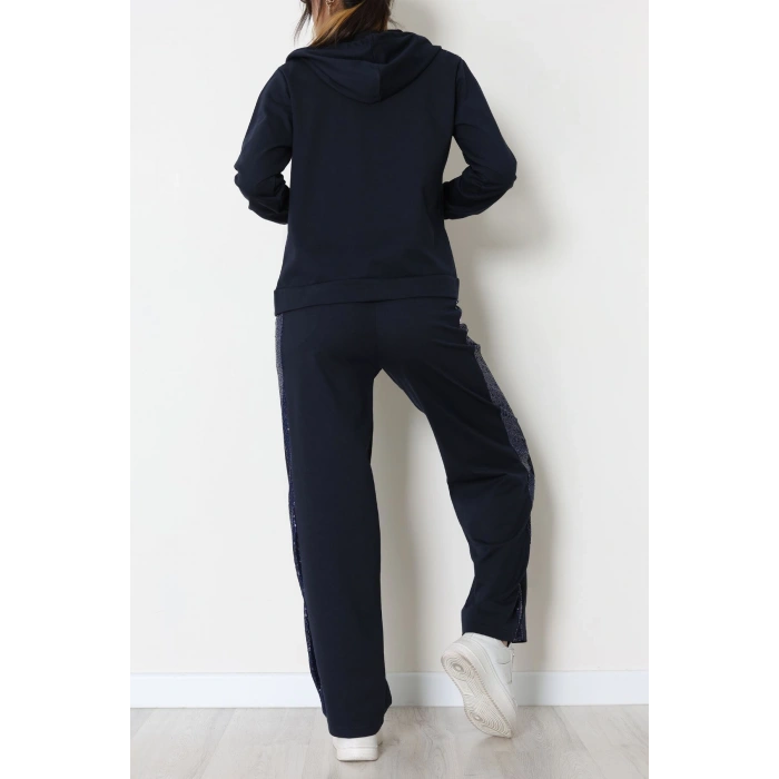 Pul İşlemeli 2 İplik Eşofman Takımı Lacivert - 40016.1857.