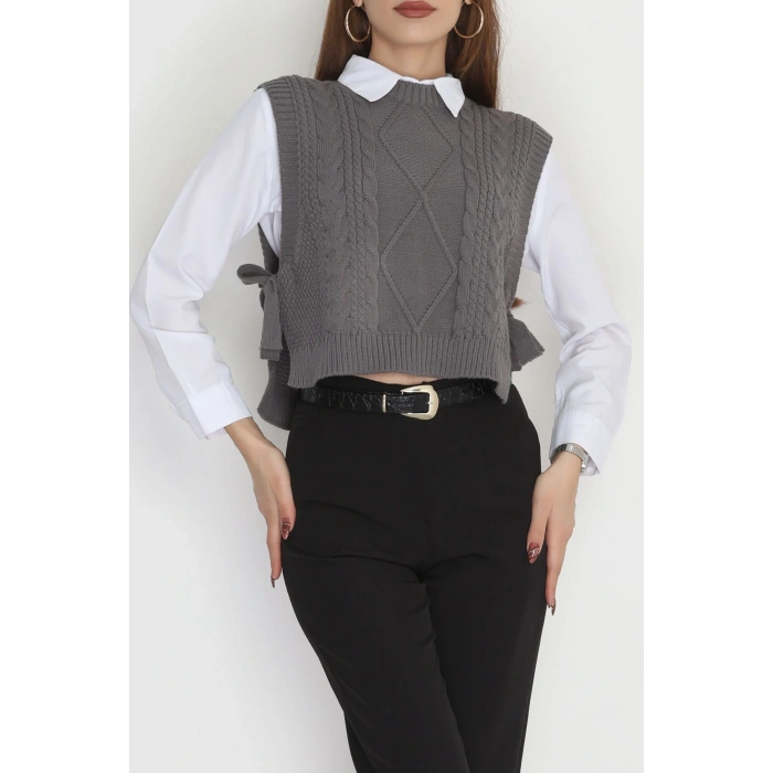 Püsküllü Süveter Füme - 355.1577.