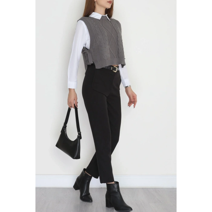 Püsküllü Süveter Füme - 355.1577.