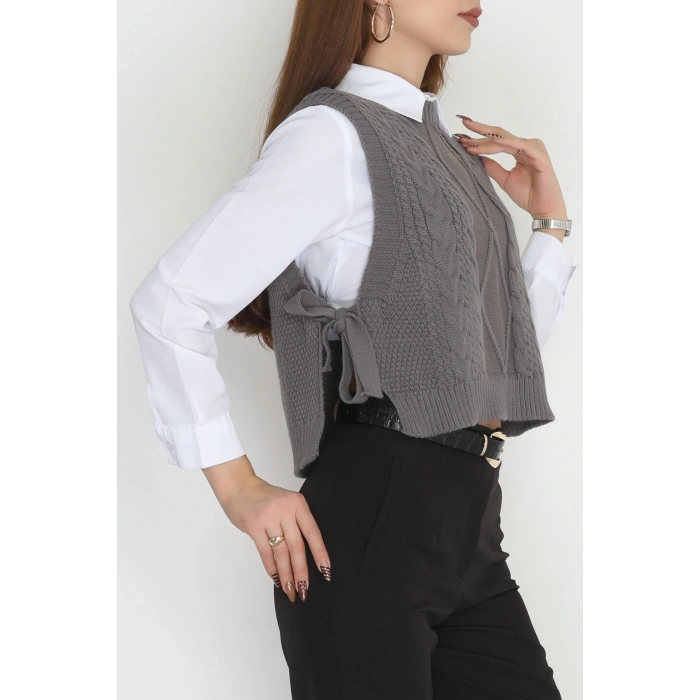 Püsküllü Süveter Füme - 355.1577.