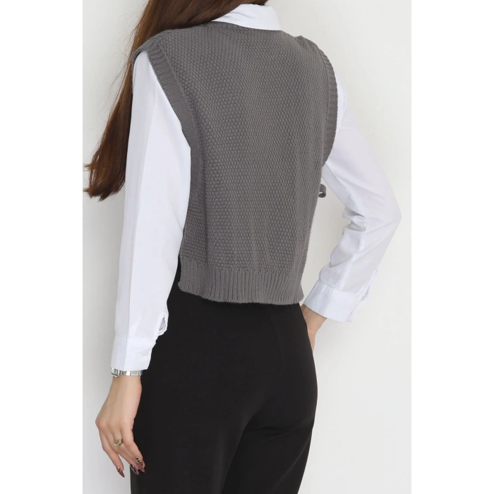 Püsküllü Süveter Füme - 355.1577.