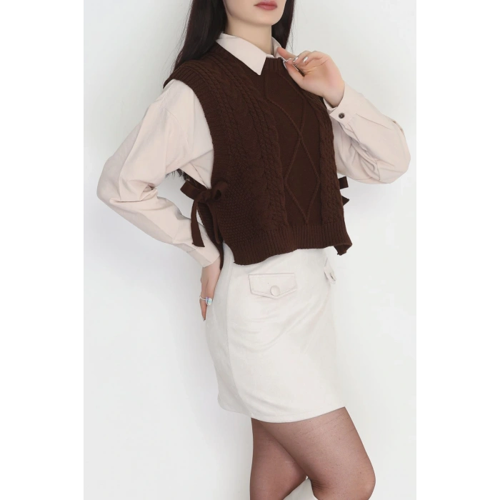 Püsküllü Süveter Kahve - 355.1577.