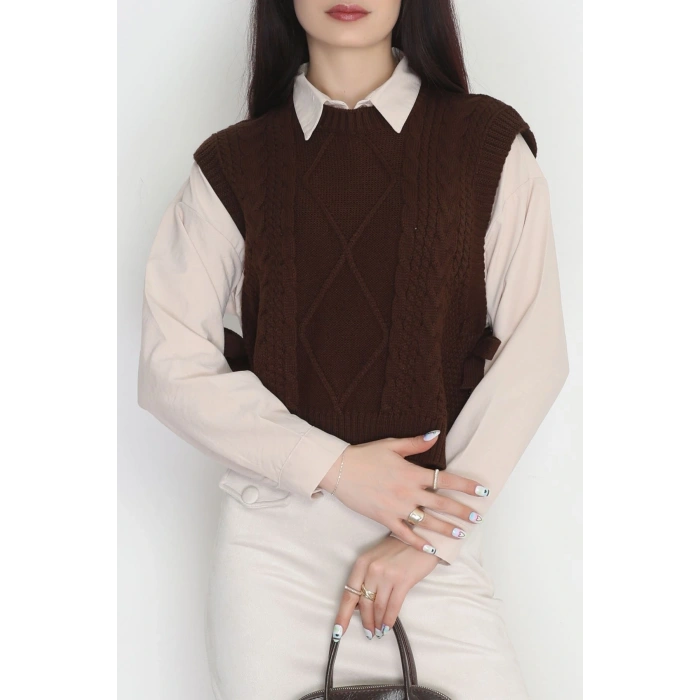 Püsküllü Süveter Kahve - 355.1577.