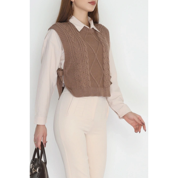 Püsküllü Süveter Mocha - 355.1577.