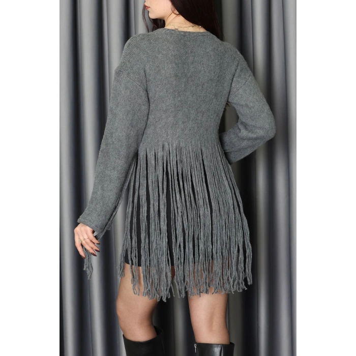 Püsküllü Triko Kazak Füme - 70898.1724.