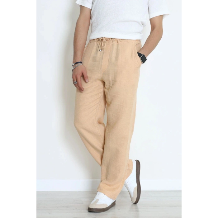 Salaş  Beli Lastikli Müslin Erkek Alt Camel - 71360.1937.