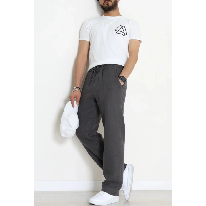 Salaş  Beli Lastikli Müslin Erkek Alt Füme - 71360.1937.