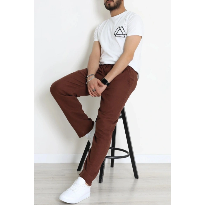 Salaş  Beli Lastikli Müslin Erkek Alt  Kahve - 71360.1937.