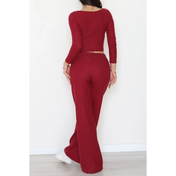 Raporlu İnterlok Çerçeve Yaka İkili Takım Bordo - 51090.1567.