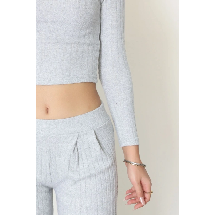 Raporlu İnterlok Çerçeve Yaka İkili Takım Gri - 51090.1567.