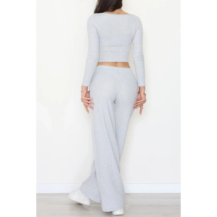 Raporlu İnterlok Çerçeve Yaka İkili Takım Gri - 51090.1567.