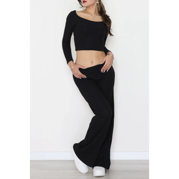 Raporlu İnterlok Çerçeve Yaka İkili Takım Siyah - 51090.1567.