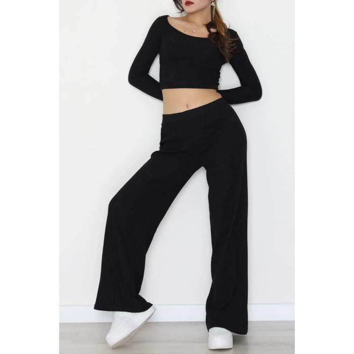 Raporlu İnterlok Çerçeve Yaka İkili Takım Siyah - 51090.1567.