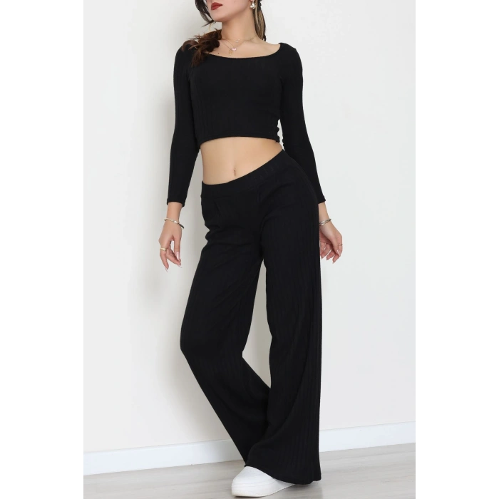 Raporlu İnterlok Çerçeve Yaka İkili Takım Siyah - 51090.1567.