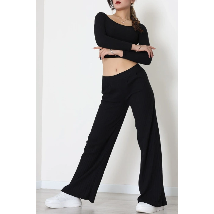 Raporlu İnterlok Çerçeve Yaka İkili Takım Siyah - 51090.1567.