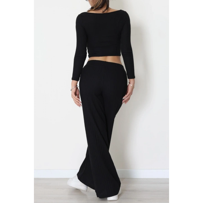 Raporlu İnterlok Çerçeve Yaka İkili Takım Siyah - 51090.1567.