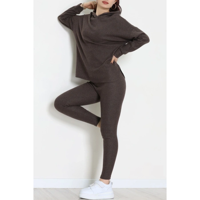 Raporlu İnterlok Kapşonlu İkili Takım Acıkahve - 55040.1567.