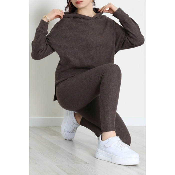 Raporlu İnterlok Kapşonlu İkili Takım Acıkahve - 55040.1567.