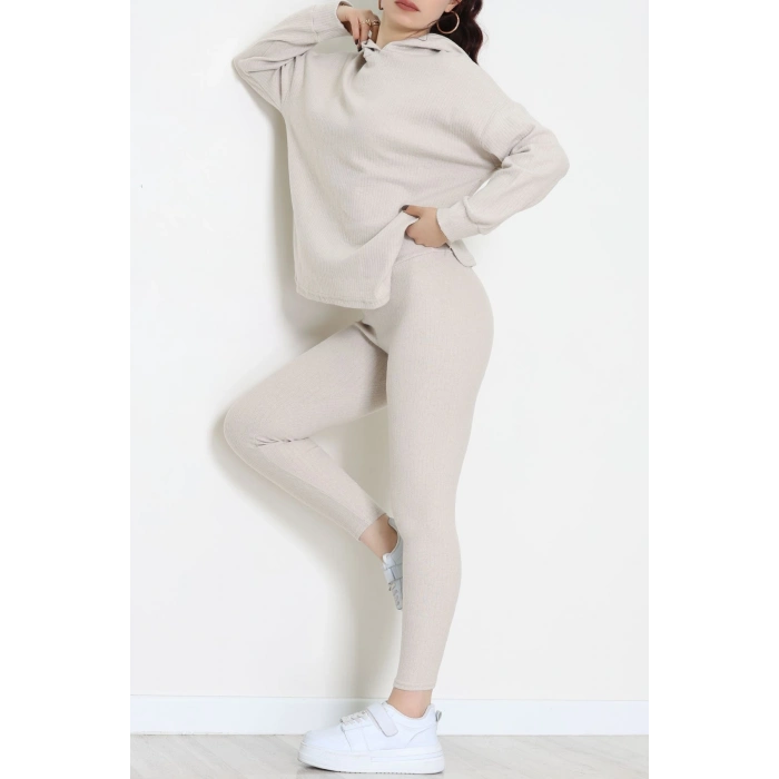 Raporlu İnterlok Kapşonlu İkili Takım Taş - 55040.1567.