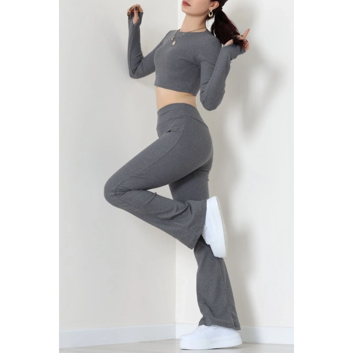 Raporlu Ribana Likralı Takım Füme - 55000.1567.