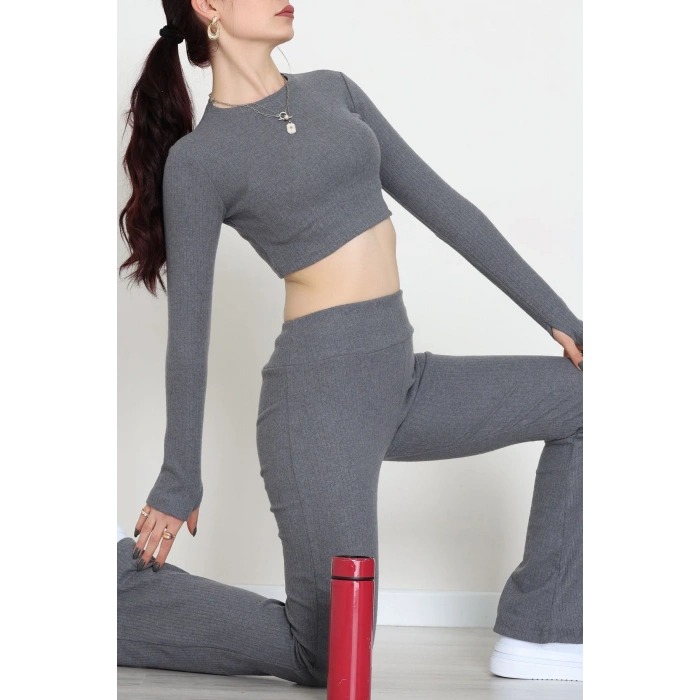 Raporlu Ribana Likralı Takım Füme - 55000.1567.