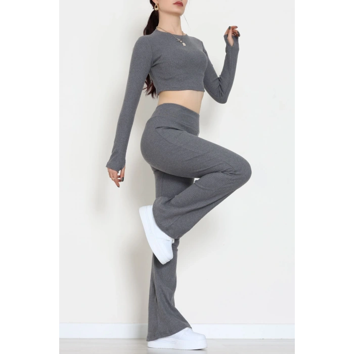 Raporlu Ribana Likralı Takım Füme - 55000.1567.