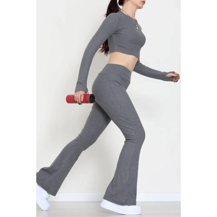 Raporlu Ribana Likralı Takım Füme - 55000.1567.