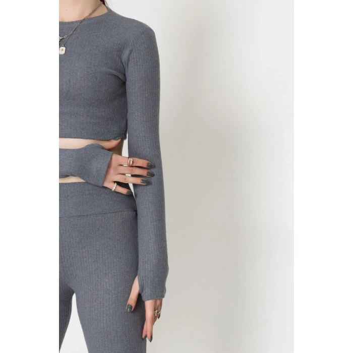 Raporlu Ribana Likralı Takım Füme - 55000.1567.