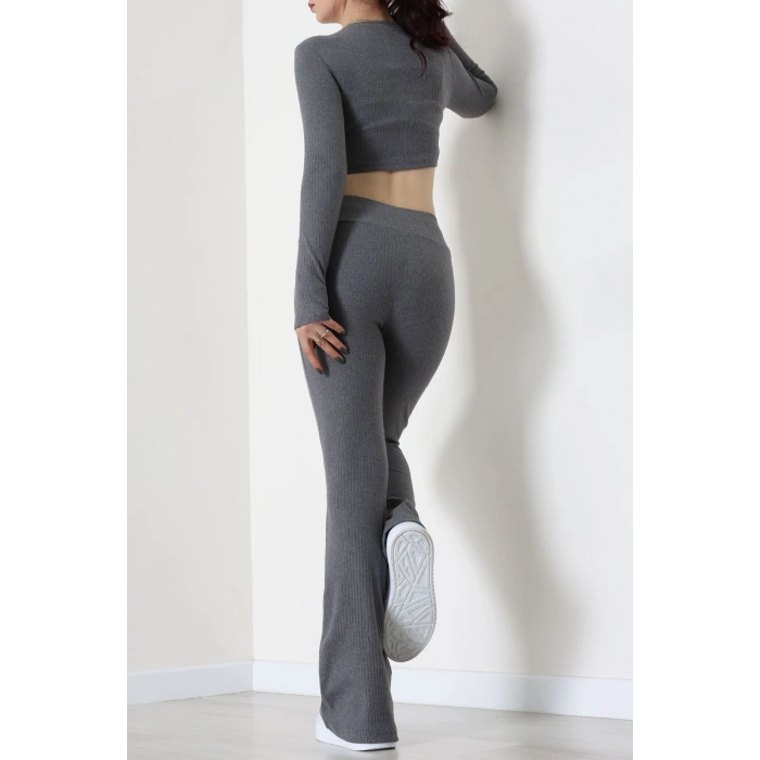 Raporlu Ribana Likralı Takım Füme - 55000.1567.