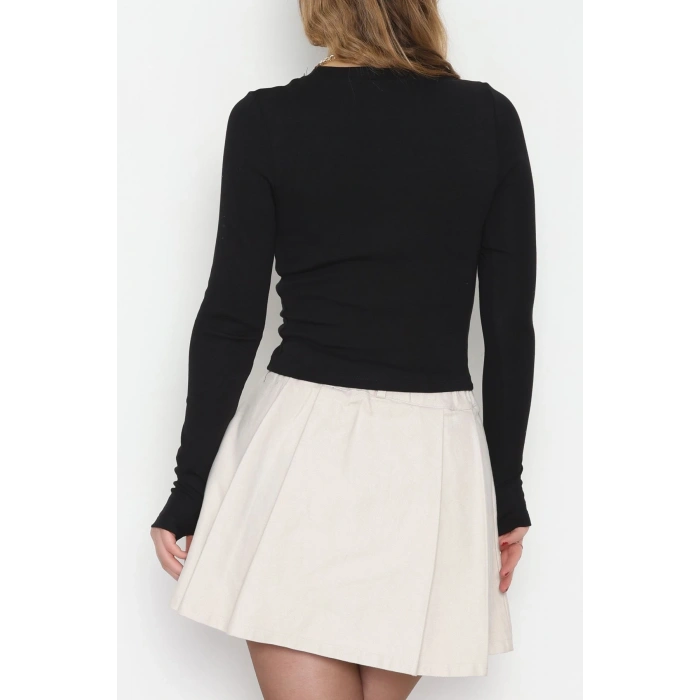 Ribana Kumaş Parmak Geçmeli Body Siyah - 51115.1872.