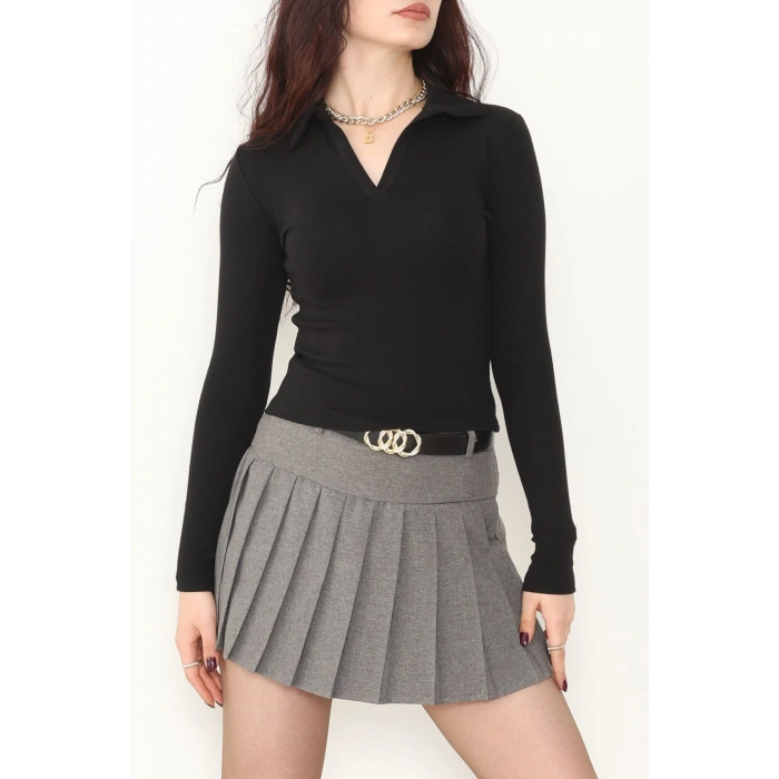 Ribana Kumaş Polo Yaka Body Siyah - 21938.200.