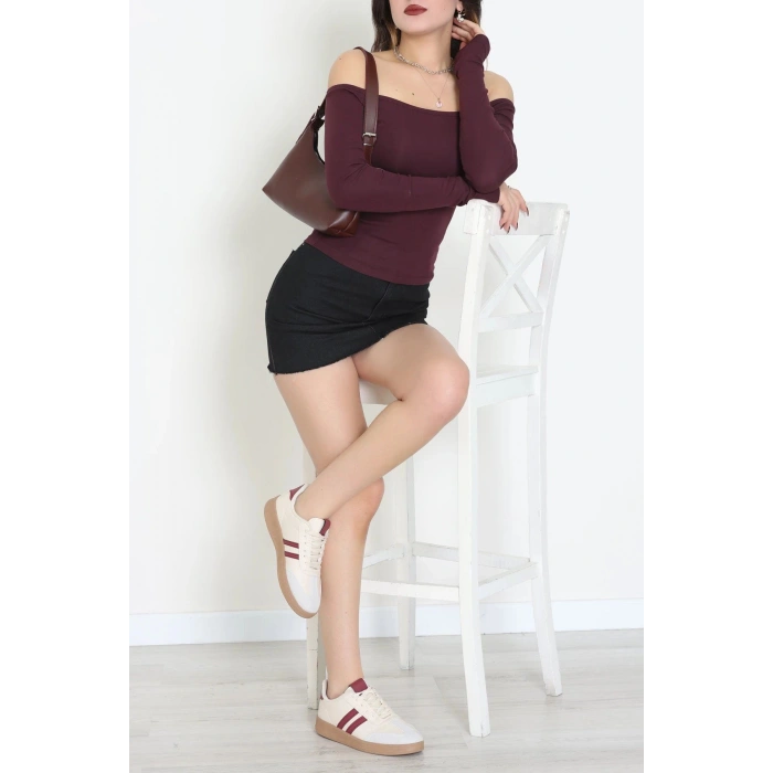 Ribana Omuz Düşümlü Bluz Mürdüm - 22141.200.