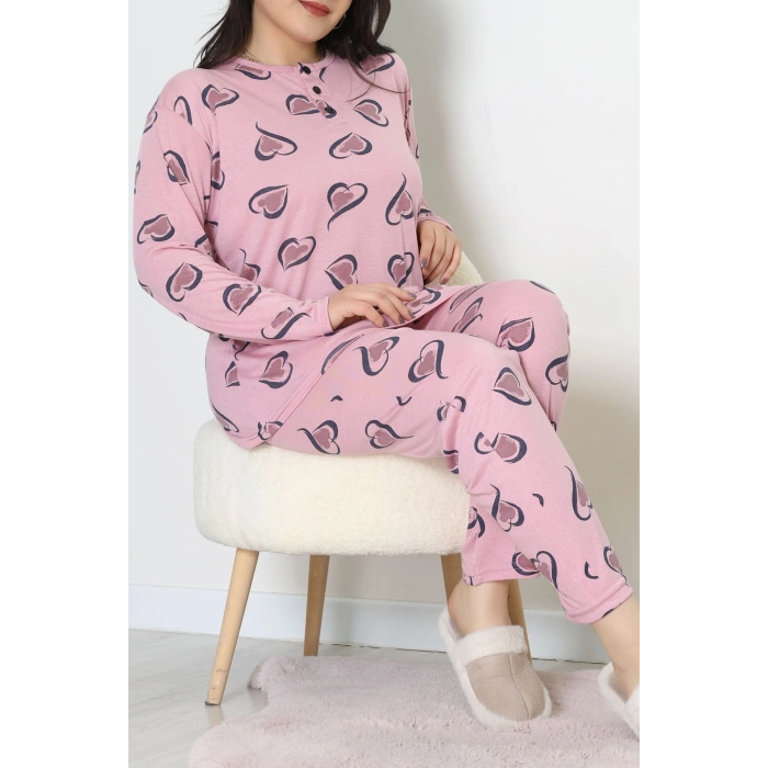 Ring Viskon Büyük Beden Pijama Takımı Pembe - 52202.1961.