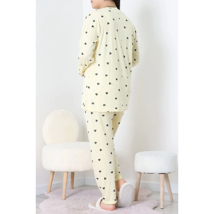 Ring Viskon Büyük Beden Pijama Takımı Sarı - 52202.1961.