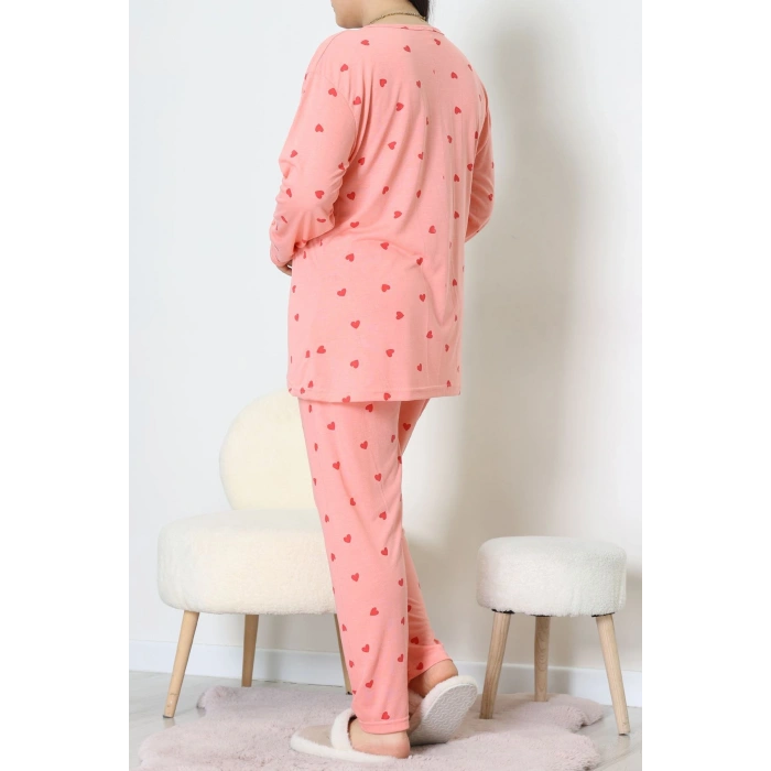 Ring Viskon Büyük Beden Pijama Takımı Somon - 52202.1961.