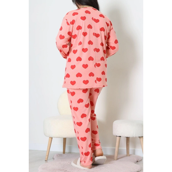 Ring Viskon Büyük Beden Pijama Takımı Somonpembe - 52202.1961.