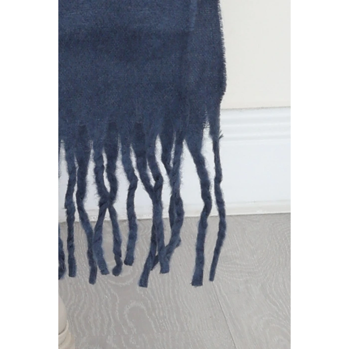 Saçaklı Düz Şal İndigo - 70865.1736.