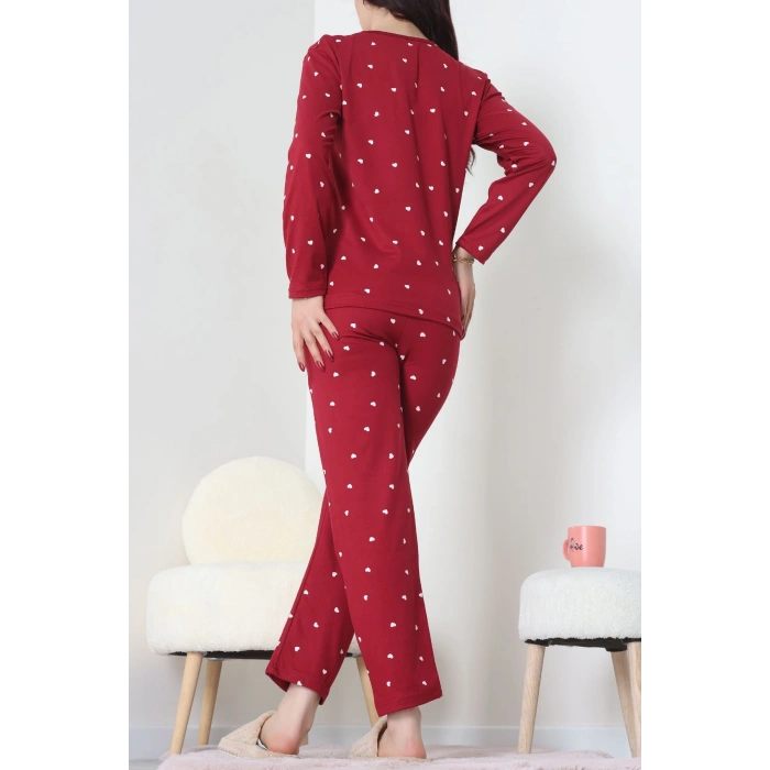 Sandy Alt Üst Aynı Pijama Takımı Bordobeyaz - 52166.1048.