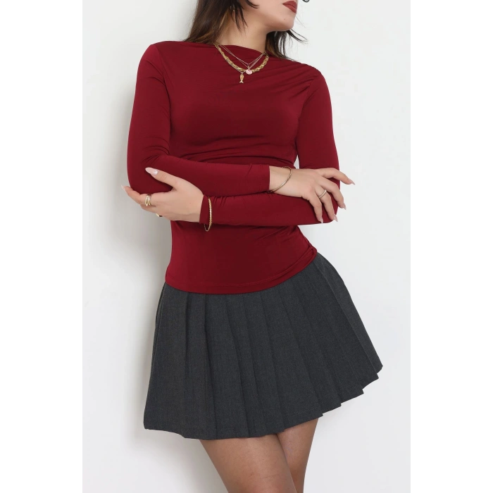 Sandy Kayık Kaya Bluz Bordo - 42802.1949.