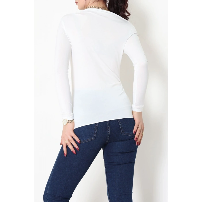 Sandy Kayık Kaya Bluz Ekru - 42802.1949.