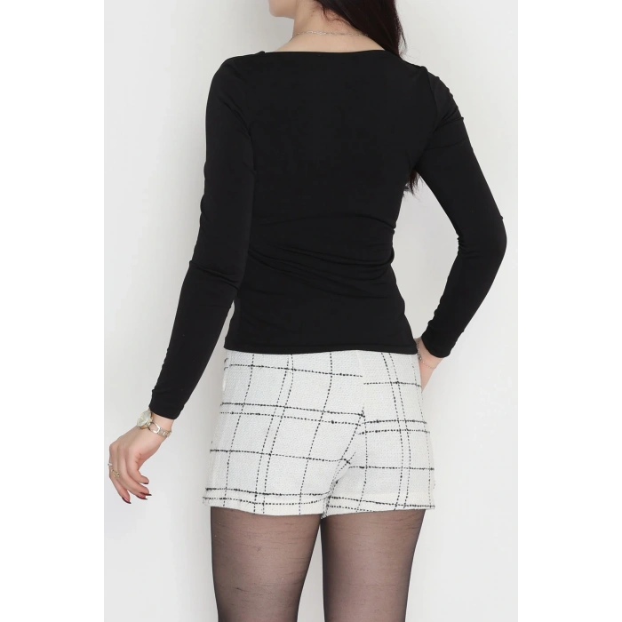 Sandy Kumaş Aksesuarlı Bluz Siyah - 70873.1918.