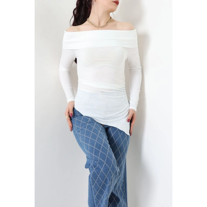 Sandy Madonna Yaka Bluz Ekru - 42804.1949.