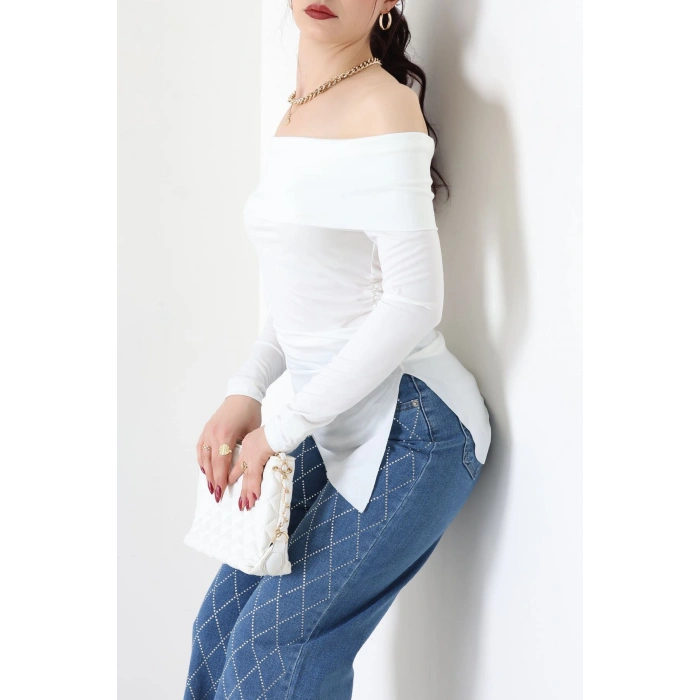 Sandy Madonna Yaka Bluz Ekru - 42804.1949.