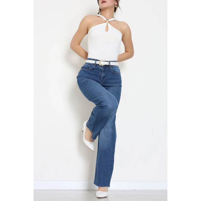 Sandy Önü Tokalı Çıtçıtlı Bluz Beyaz - 42803.1949.